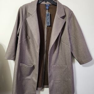 New York & Company Brown Houndstooth Blazer
